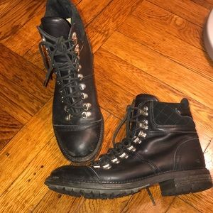 Chanel Lace-Up Ankle Combat Boots